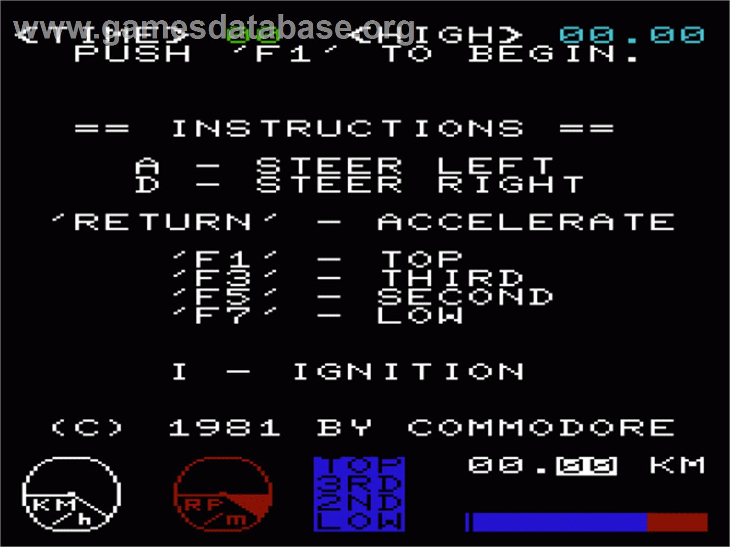 Midnight Drive - Commodore VIC-20 - Artwork - Title Screen