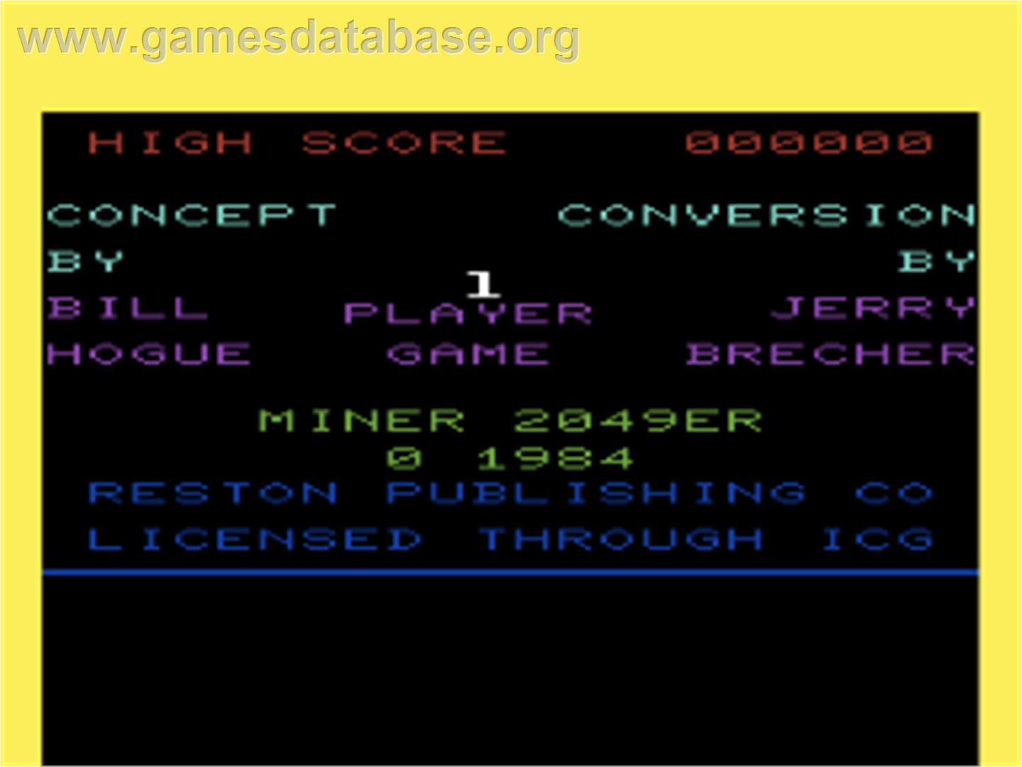 Miner 2049er - Commodore VIC-20 - Artwork - Title Screen