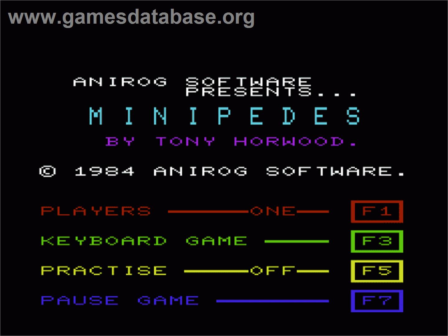 Minipedes - Commodore VIC-20 - Artwork - Title Screen
