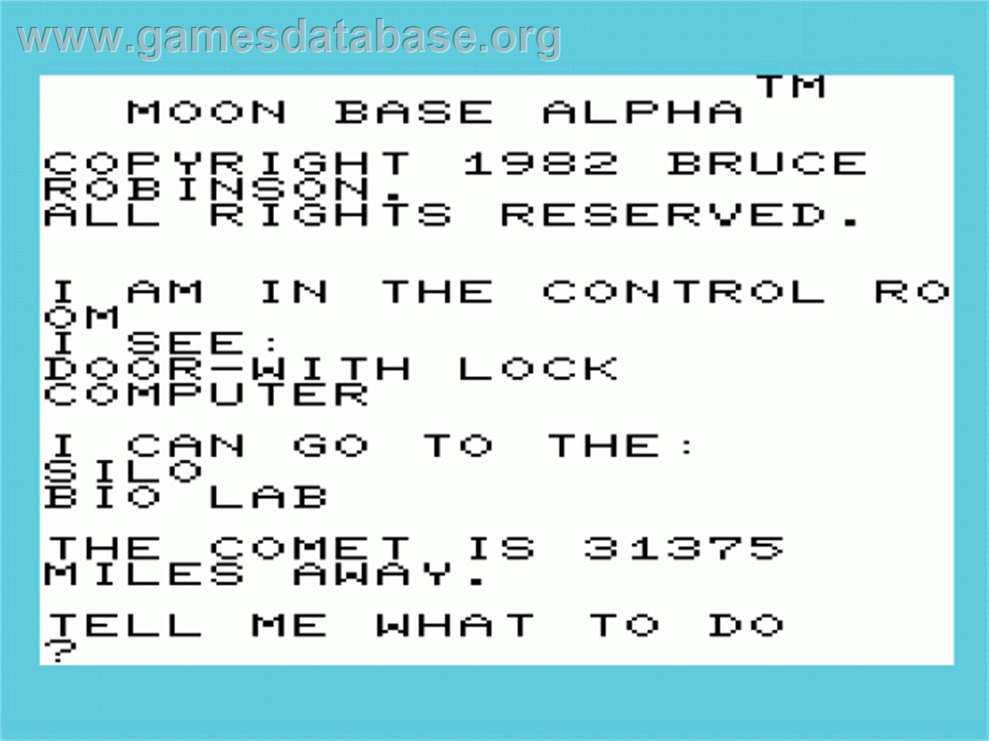 Moon Base Alpha - Commodore VIC-20 - Artwork - Title Screen