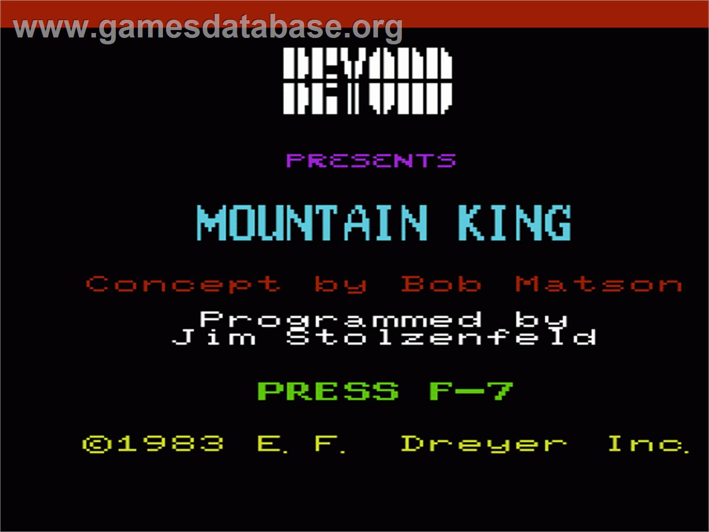 Mountain King - Commodore VIC-20 - Artwork - Title Screen