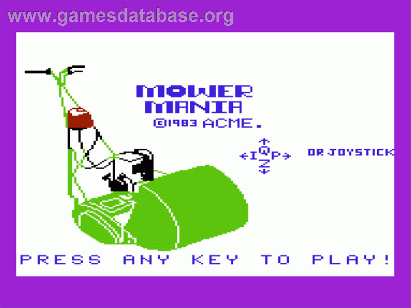 Mower Mania - Commodore VIC-20 - Artwork - Title Screen