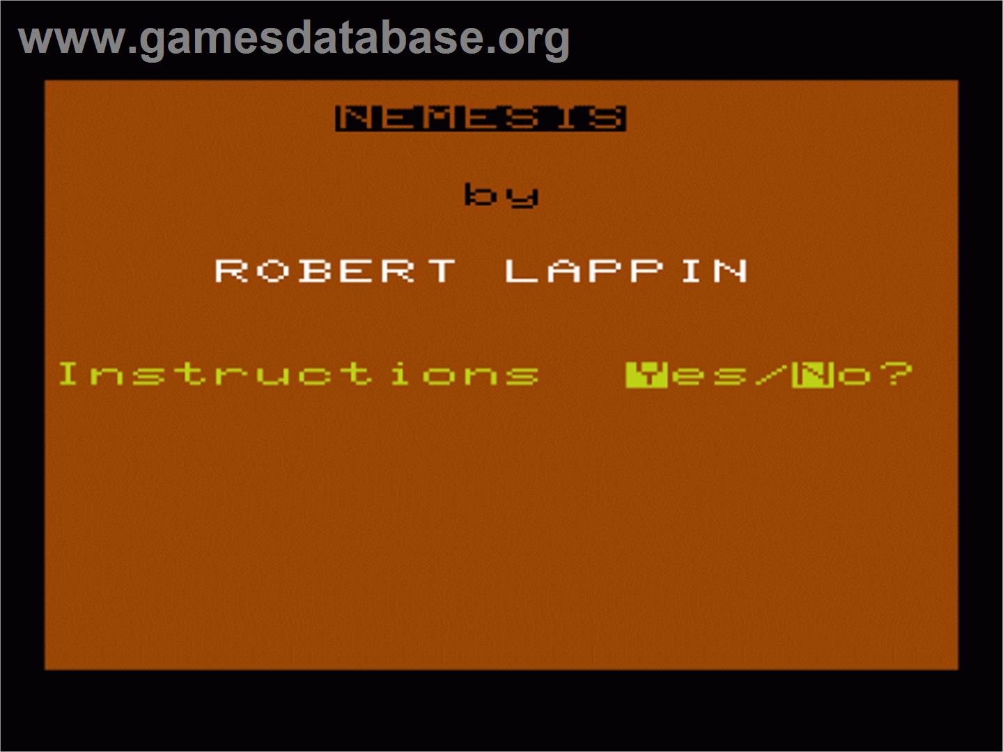 Nemesis - Part 1 - Commodore VIC-20 - Artwork - Title Screen