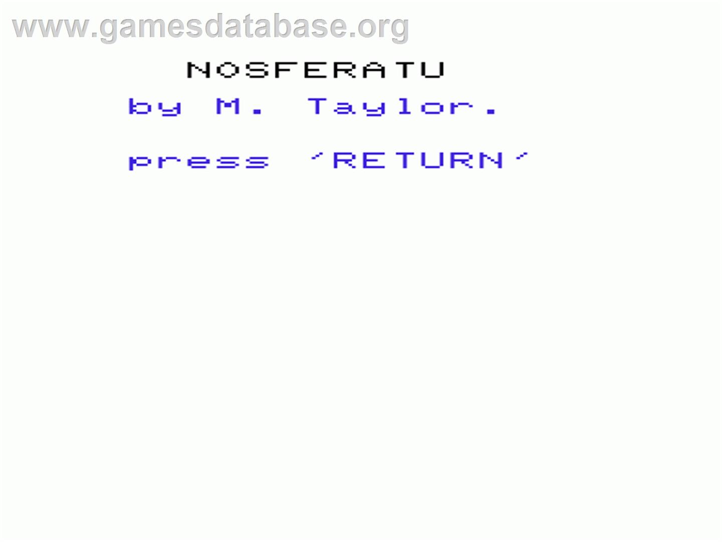 Nosferatu - Commodore VIC-20 - Artwork - Title Screen