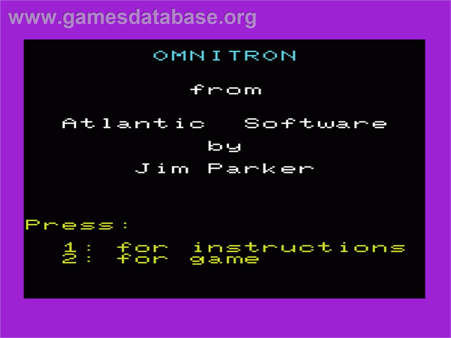 Omnitron - Commodore VIC-20 - Artwork - Title Screen
