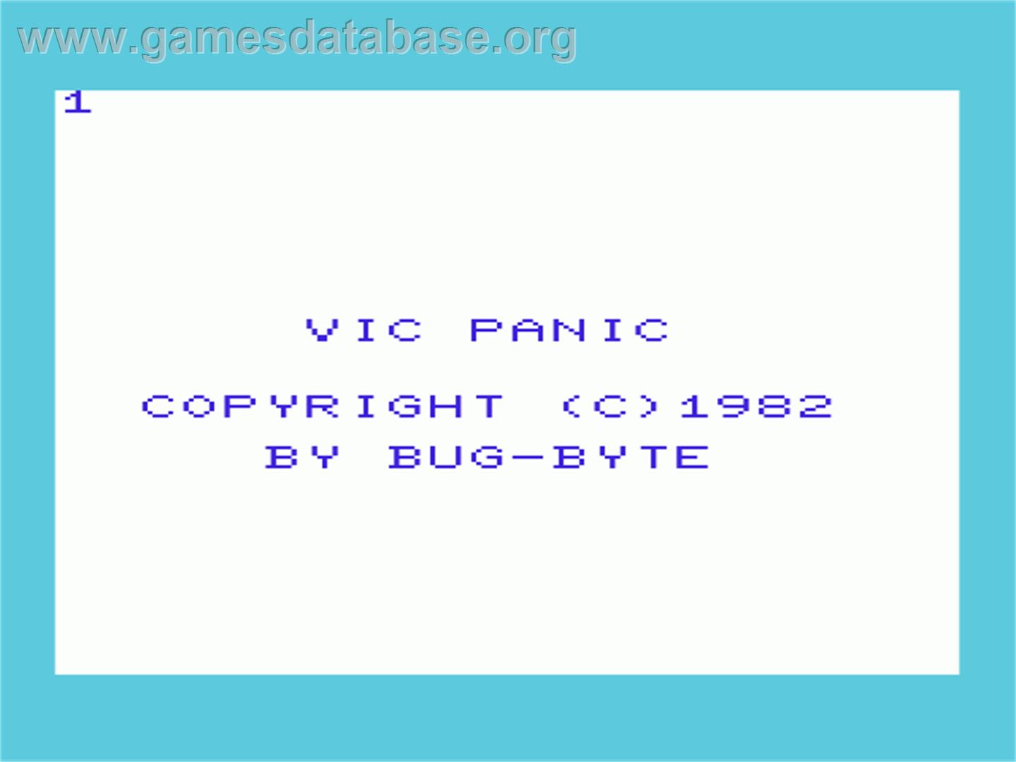 Panic - Commodore VIC-20 - Artwork - Title Screen