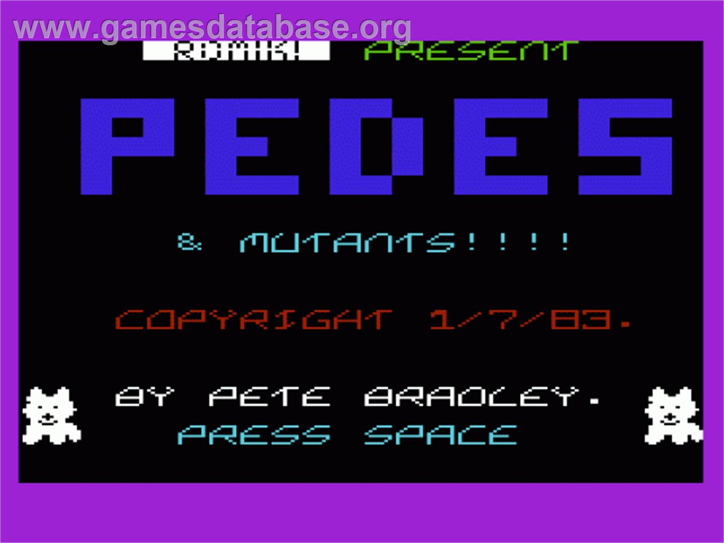 Pedes And Mutants - Commodore VIC-20 - Artwork - Title Screen