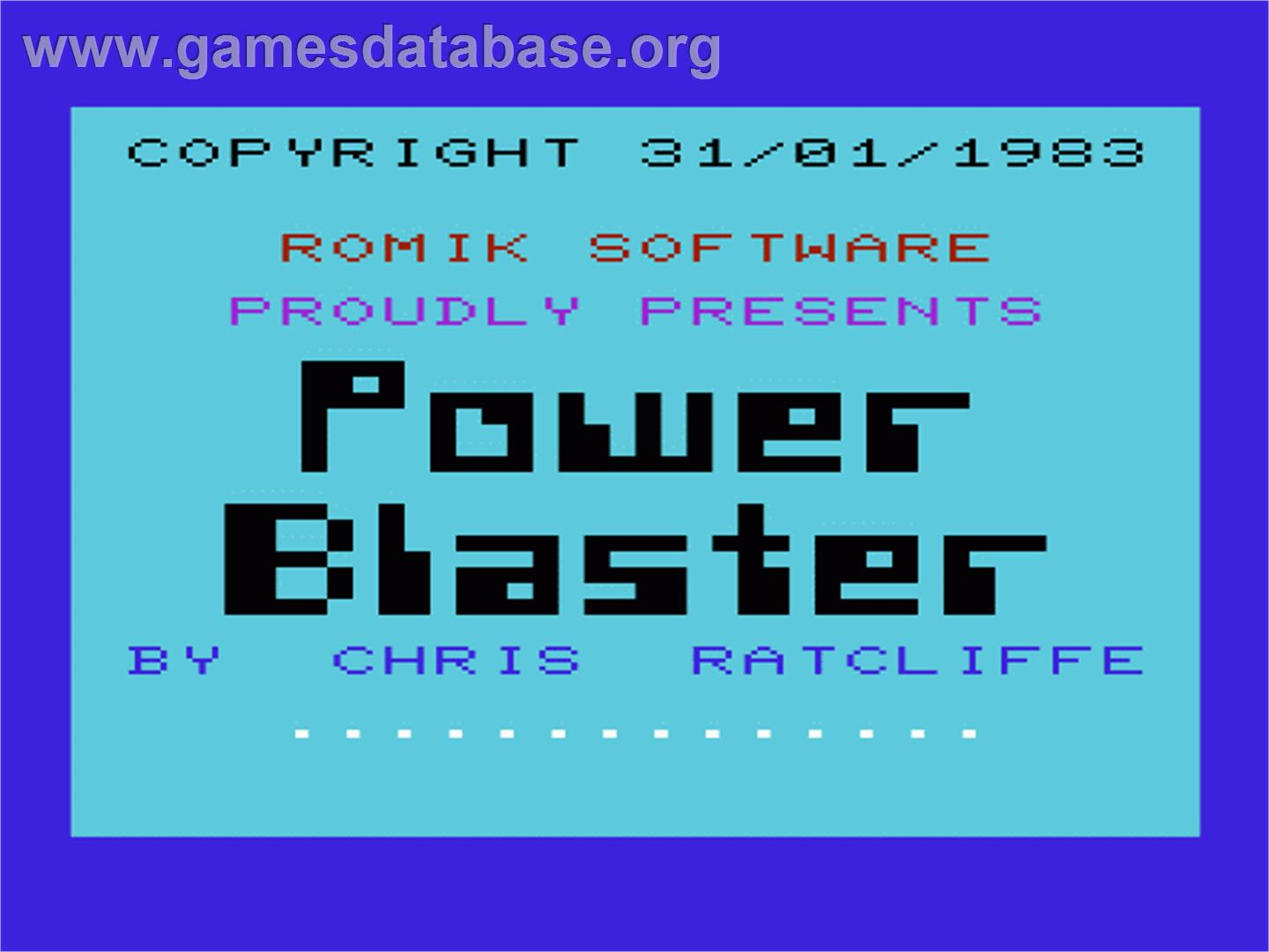 Power Blaster - Commodore VIC-20 - Artwork - Title Screen