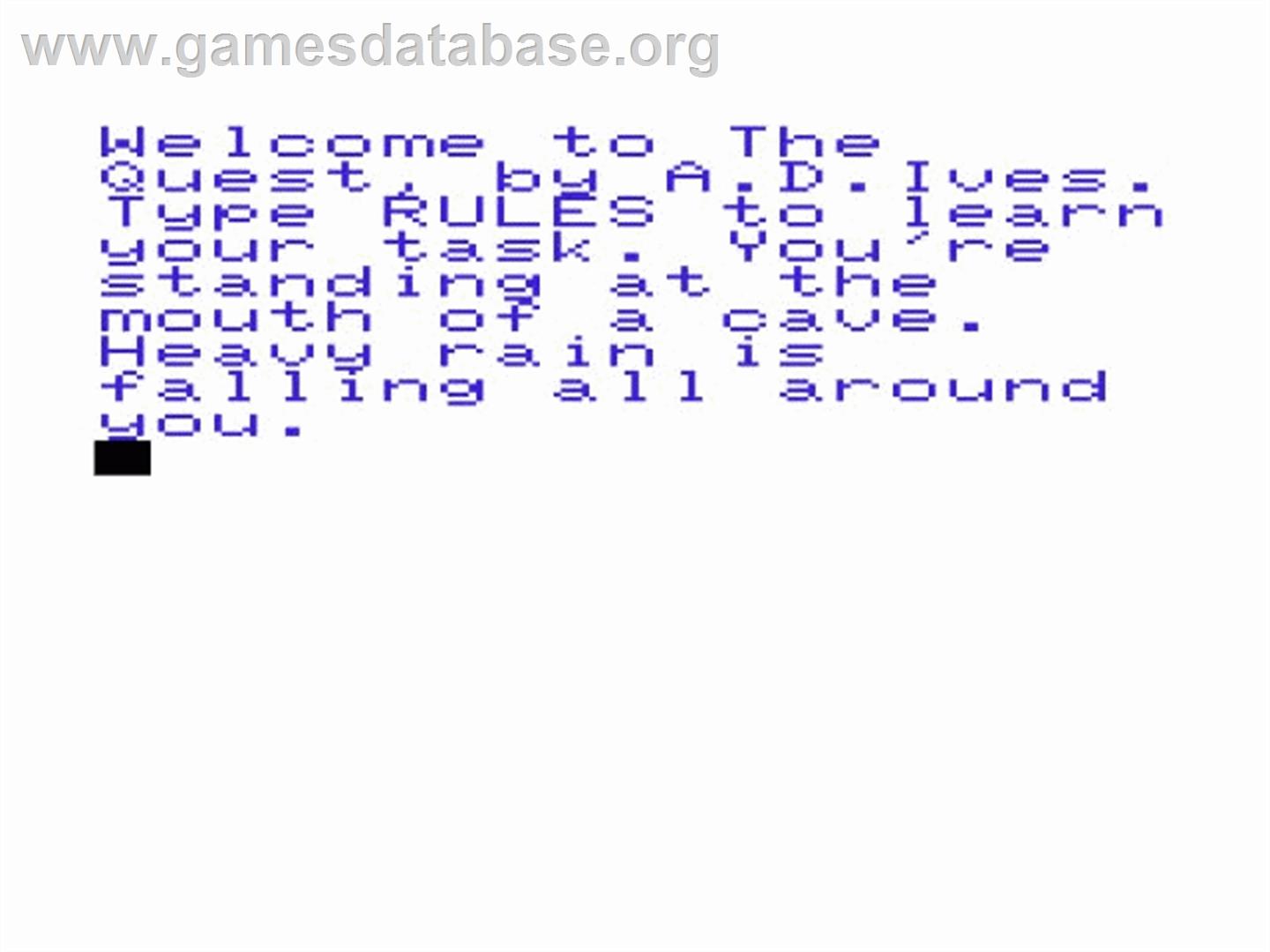 Quest, The - Commodore VIC-20 - Artwork - Title Screen