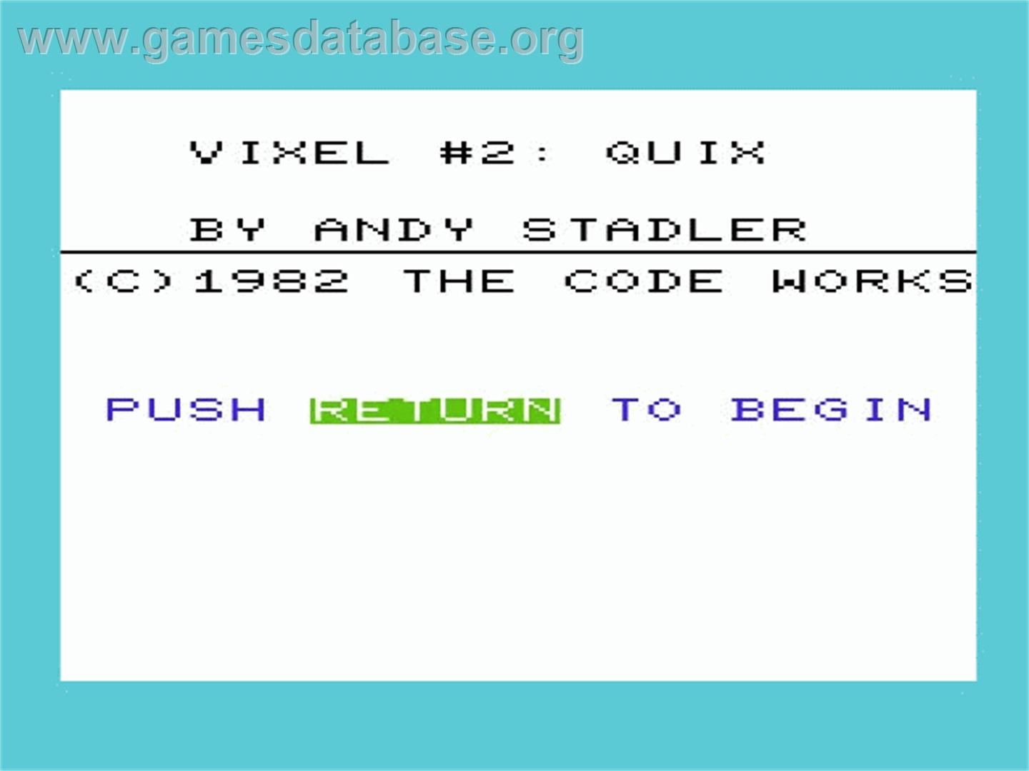 Quix - Commodore VIC-20 - Artwork - Title Screen