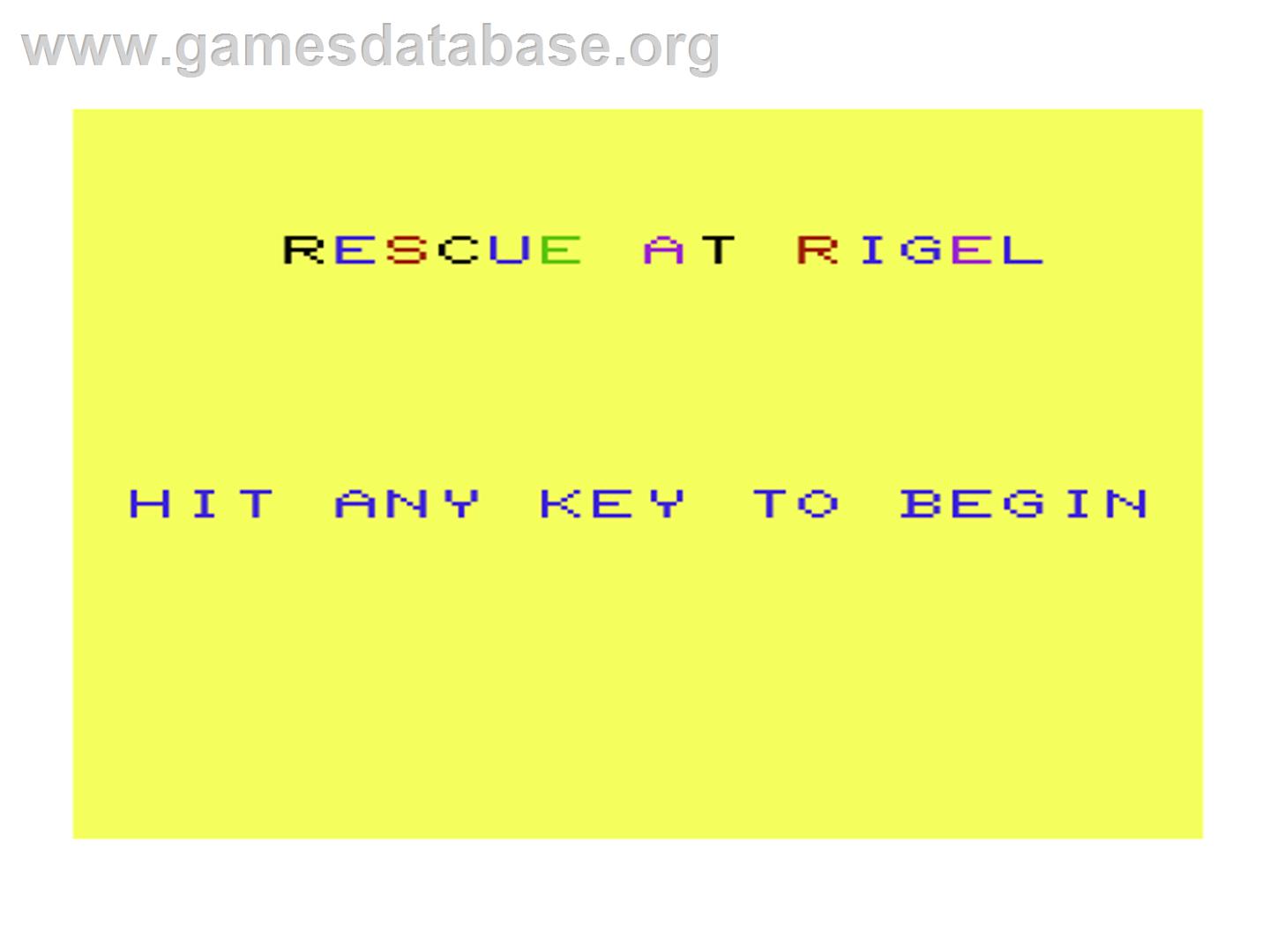 Rescue At Rigel - Commodore VIC-20 - Artwork - Title Screen