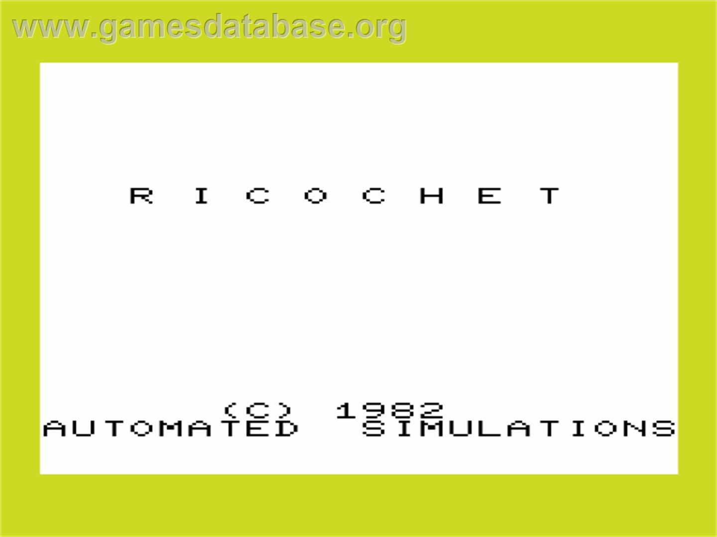 Ricochet - Commodore VIC-20 - Artwork - Title Screen