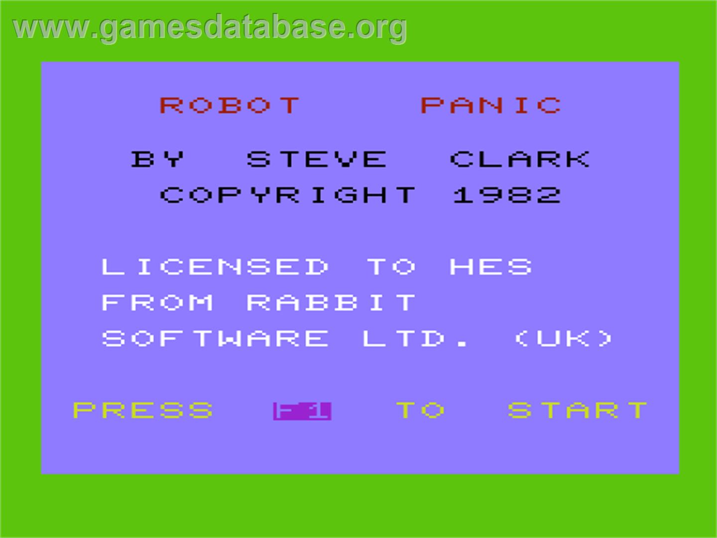 Robot Panic - Commodore VIC-20 - Artwork - Title Screen