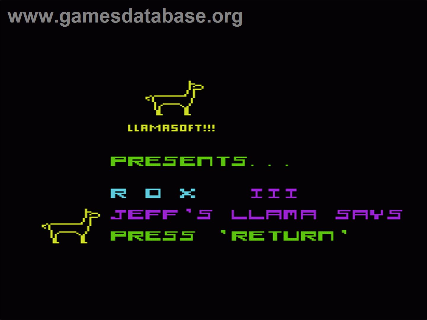 Rox 3 - Commodore VIC-20 - Artwork - Title Screen