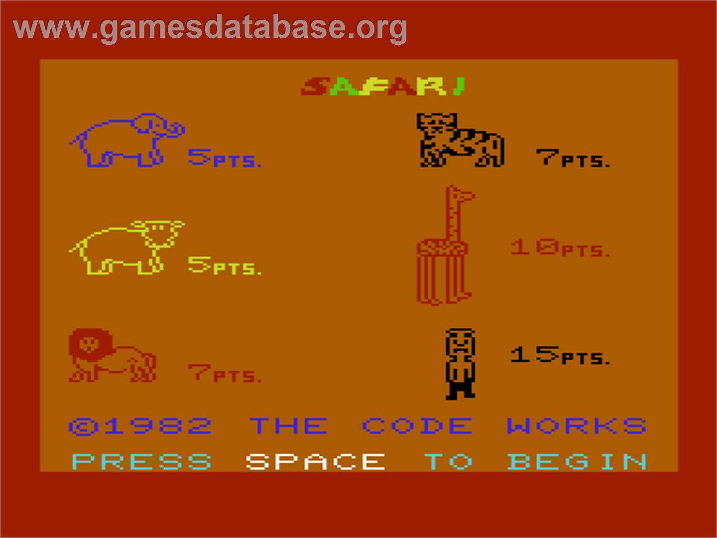 Safari - Commodore VIC-20 - Artwork - Title Screen