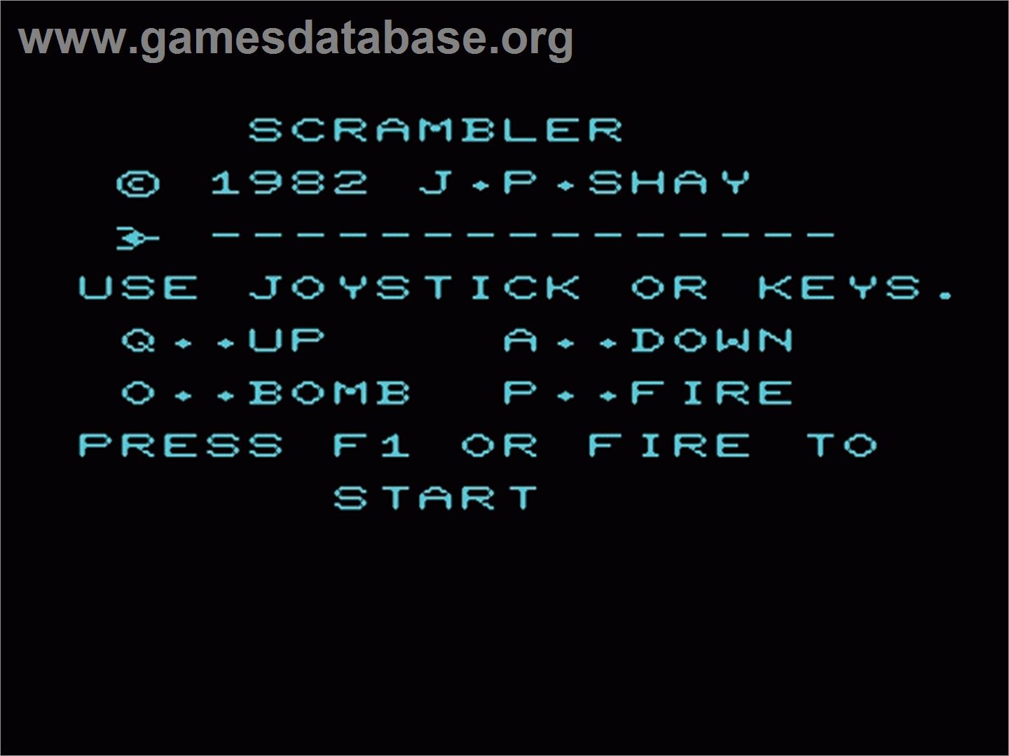Scrambler - Commodore VIC-20 - Artwork - Title Screen