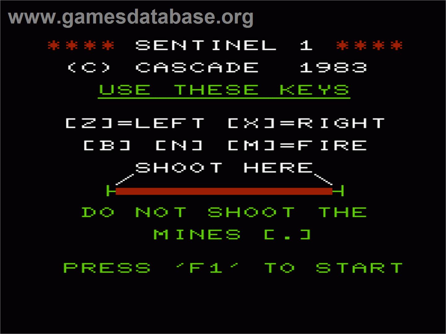 Sentinel 1 - Commodore VIC-20 - Artwork - Title Screen