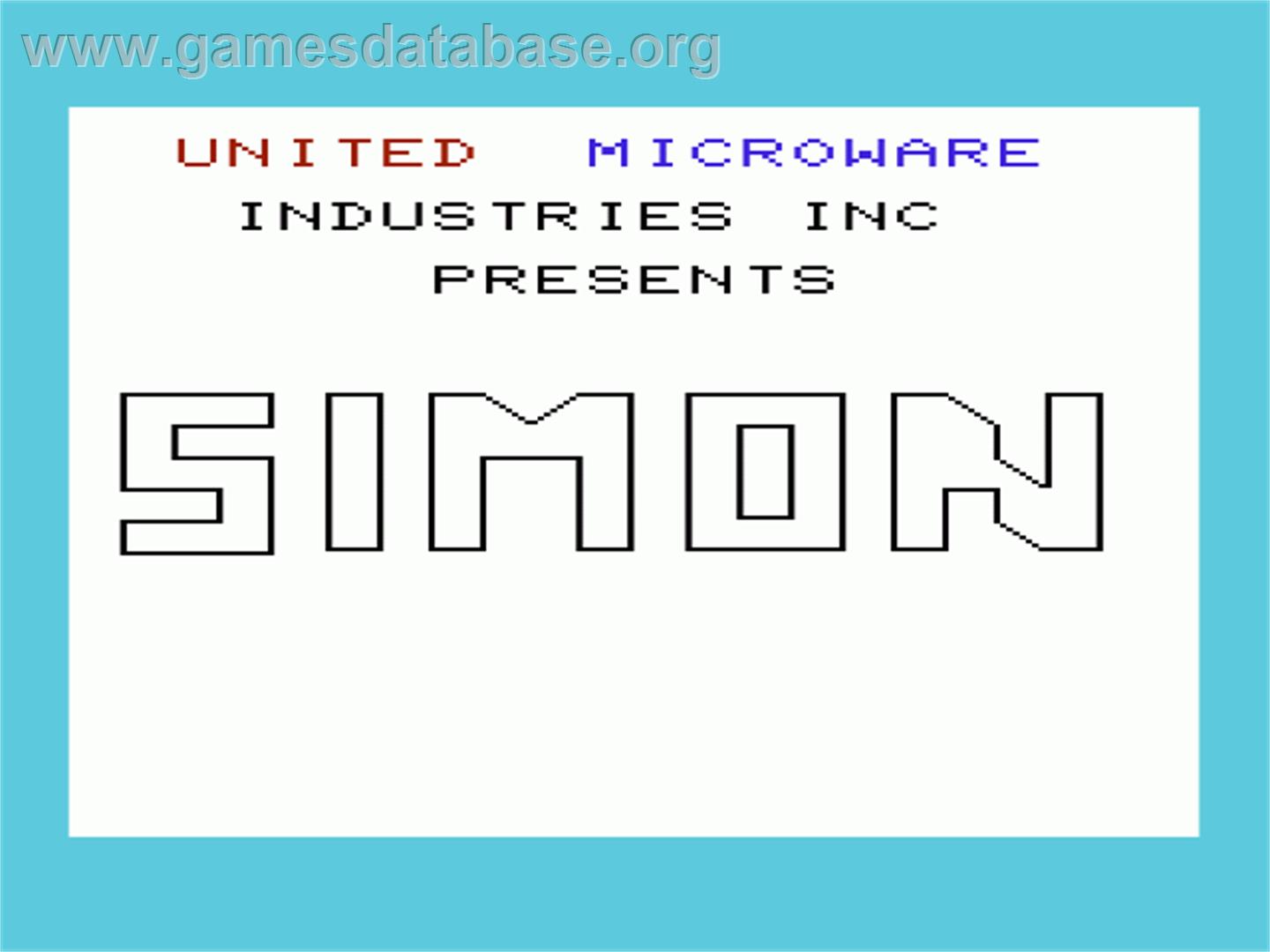 Simple Simon - Commodore VIC-20 - Artwork - Title Screen