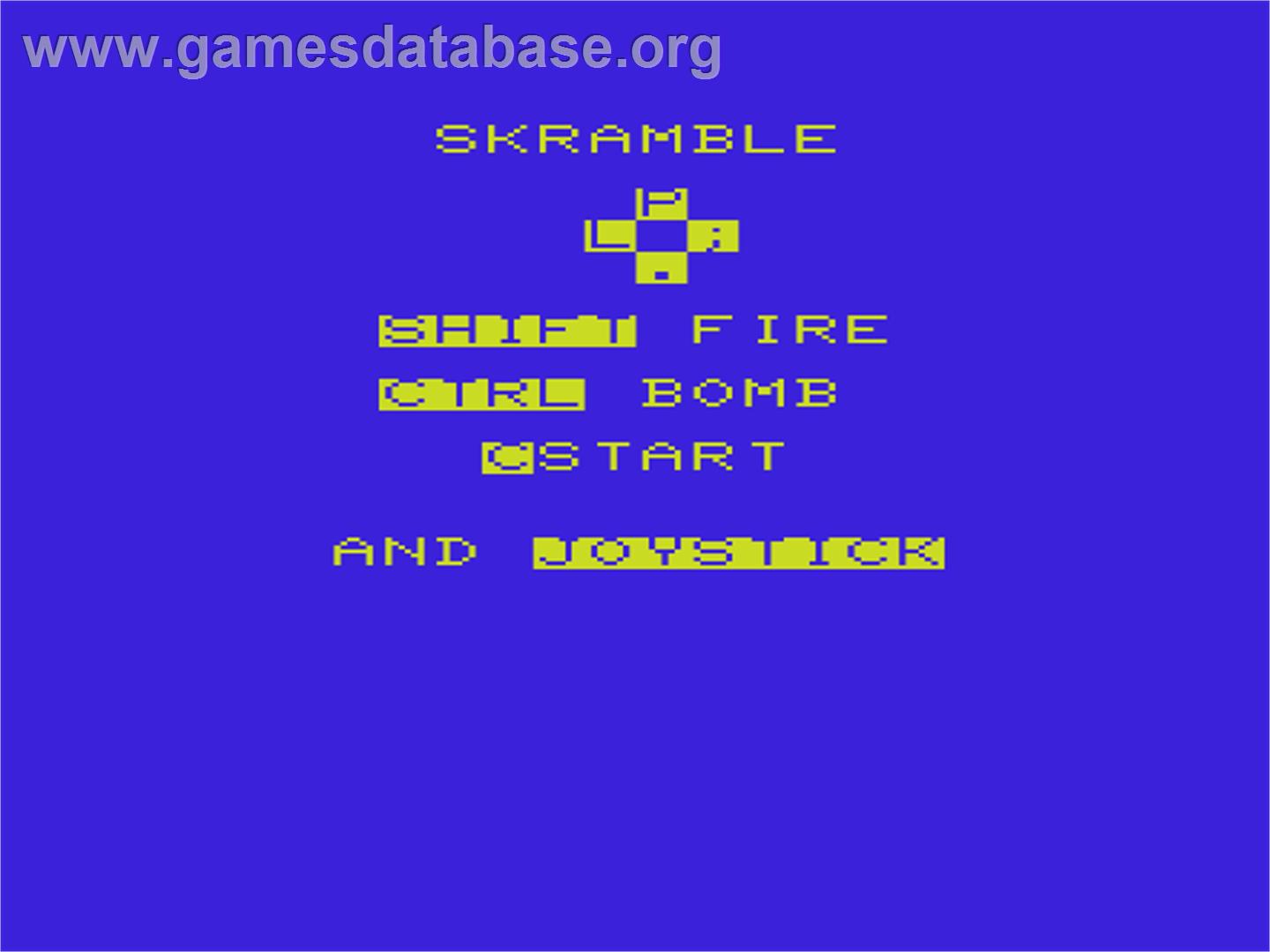 Skramble (Livewire) - Commodore VIC-20 - Artwork - Title Screen