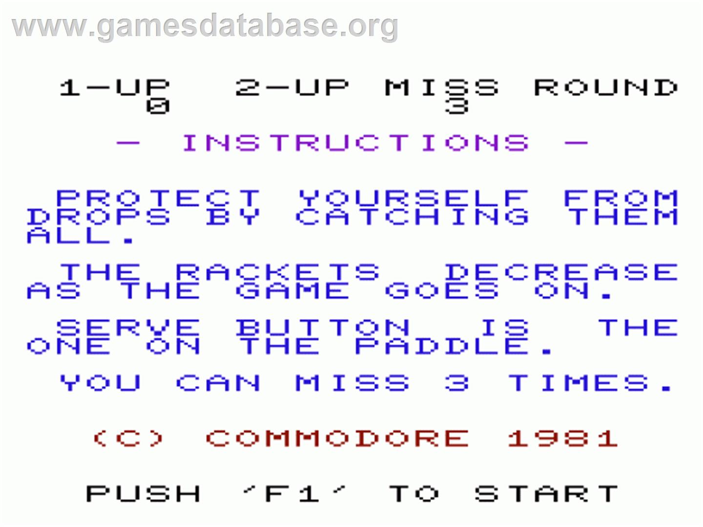 Sky Is Falling, The - Commodore VIC-20 - Artwork - Title Screen