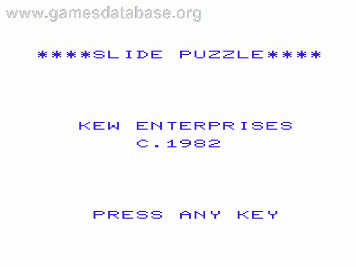 Slide Puzzle - Commodore VIC-20 - Artwork - Title Screen