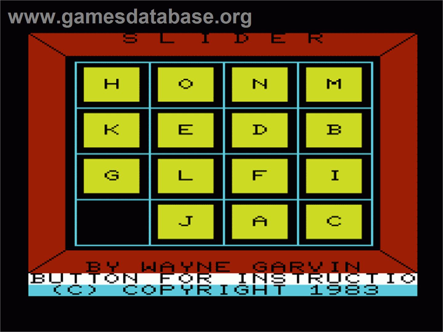Slider - Commodore VIC-20 - Artwork - Title Screen