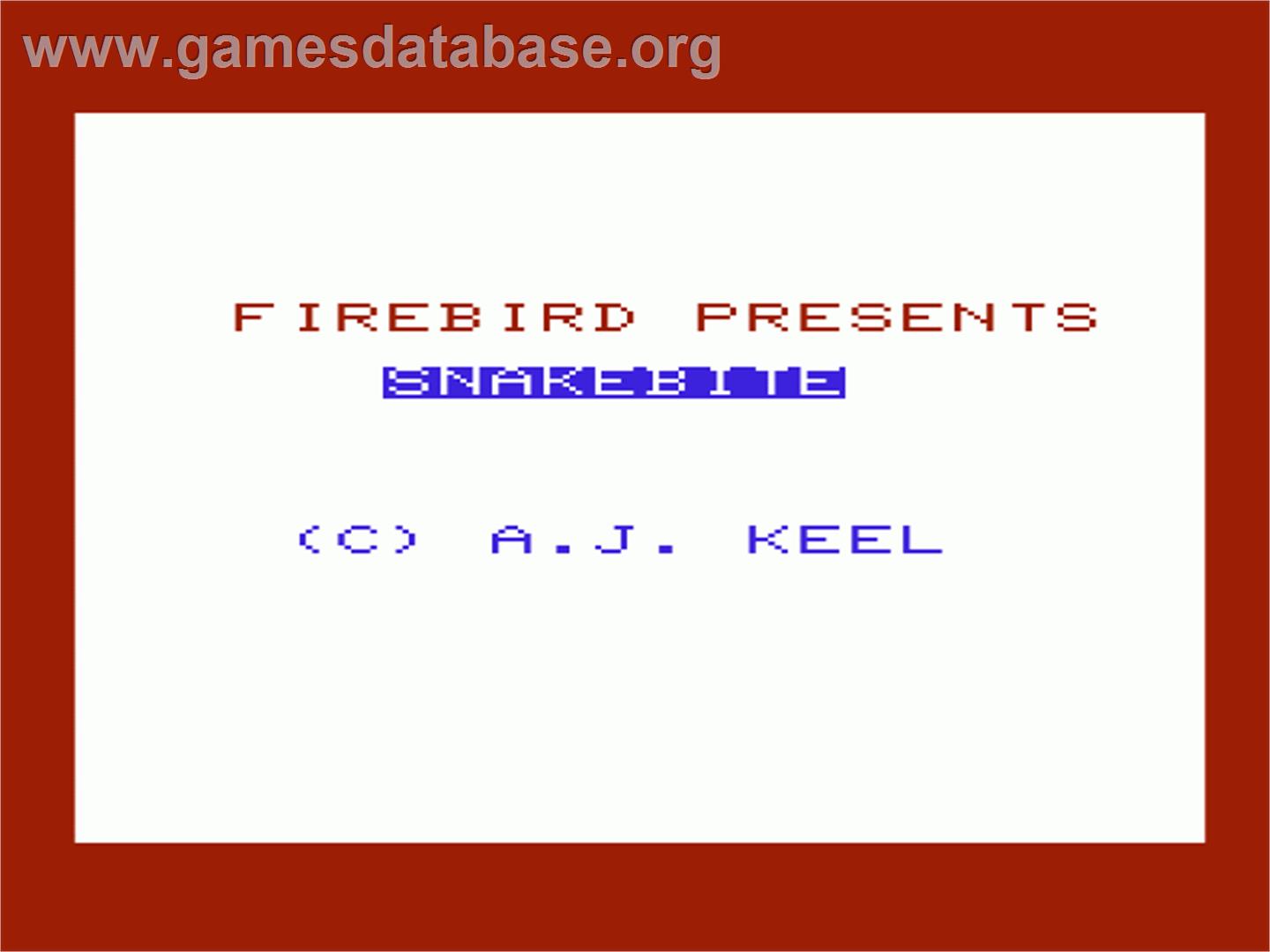 Snake Bite - Commodore VIC-20 - Artwork - Title Screen