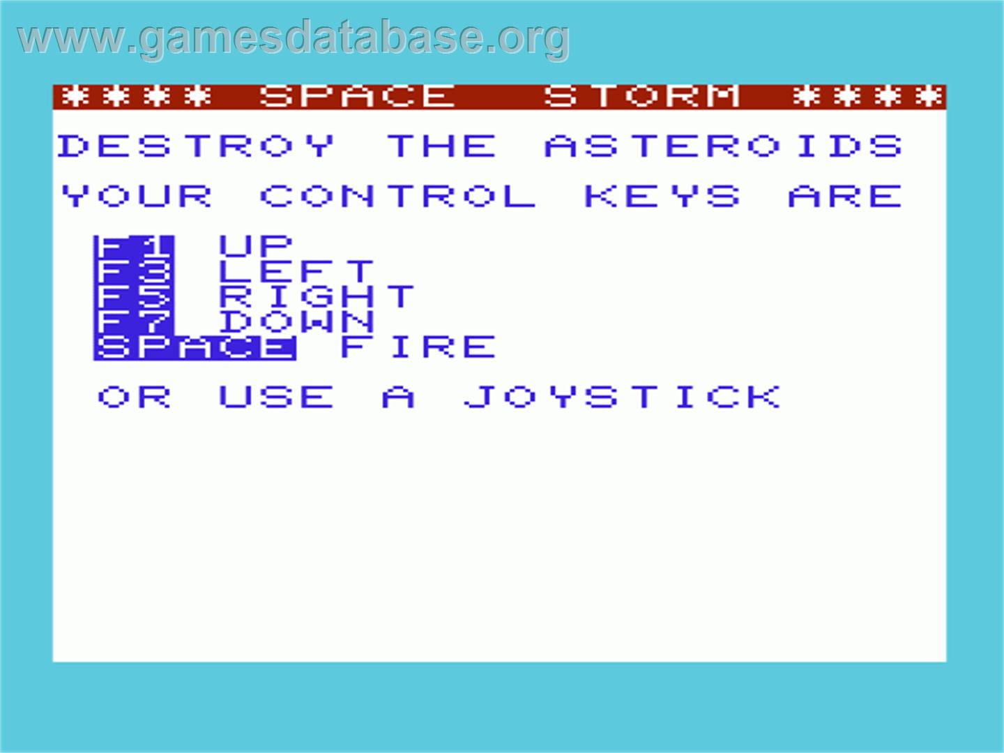 Space Storm - Commodore VIC-20 - Artwork - Title Screen
