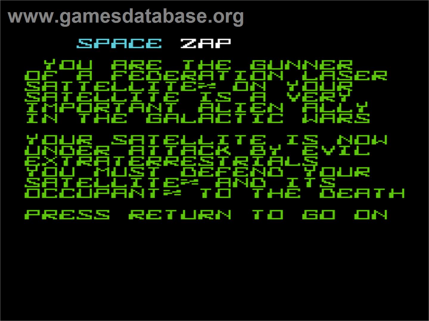Space Zap - Commodore VIC-20 - Artwork - Title Screen