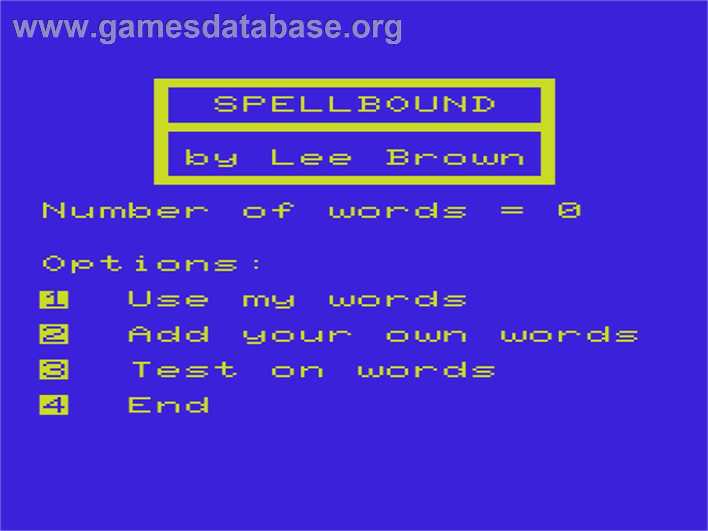 Spellbound - Commodore VIC-20 - Artwork - Title Screen