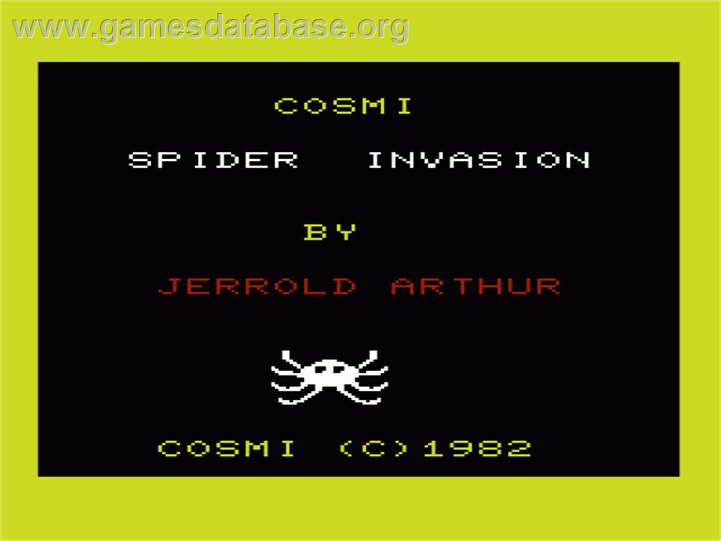 Spider Invasion - Commodore VIC-20 - Artwork - Title Screen