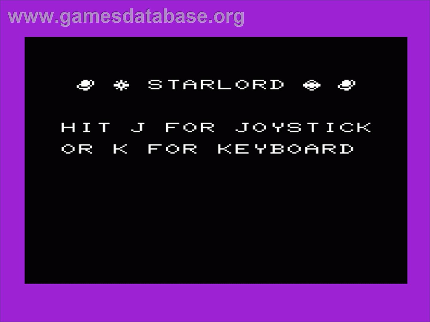 Starlord - Commodore VIC-20 - Artwork - Title Screen