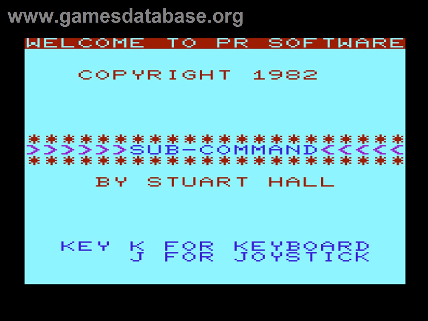 Sub Command - Commodore VIC-20 - Artwork - Title Screen