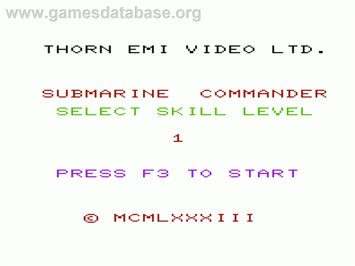 Submarine Commander - Commodore VIC-20 - Artwork - Title Screen