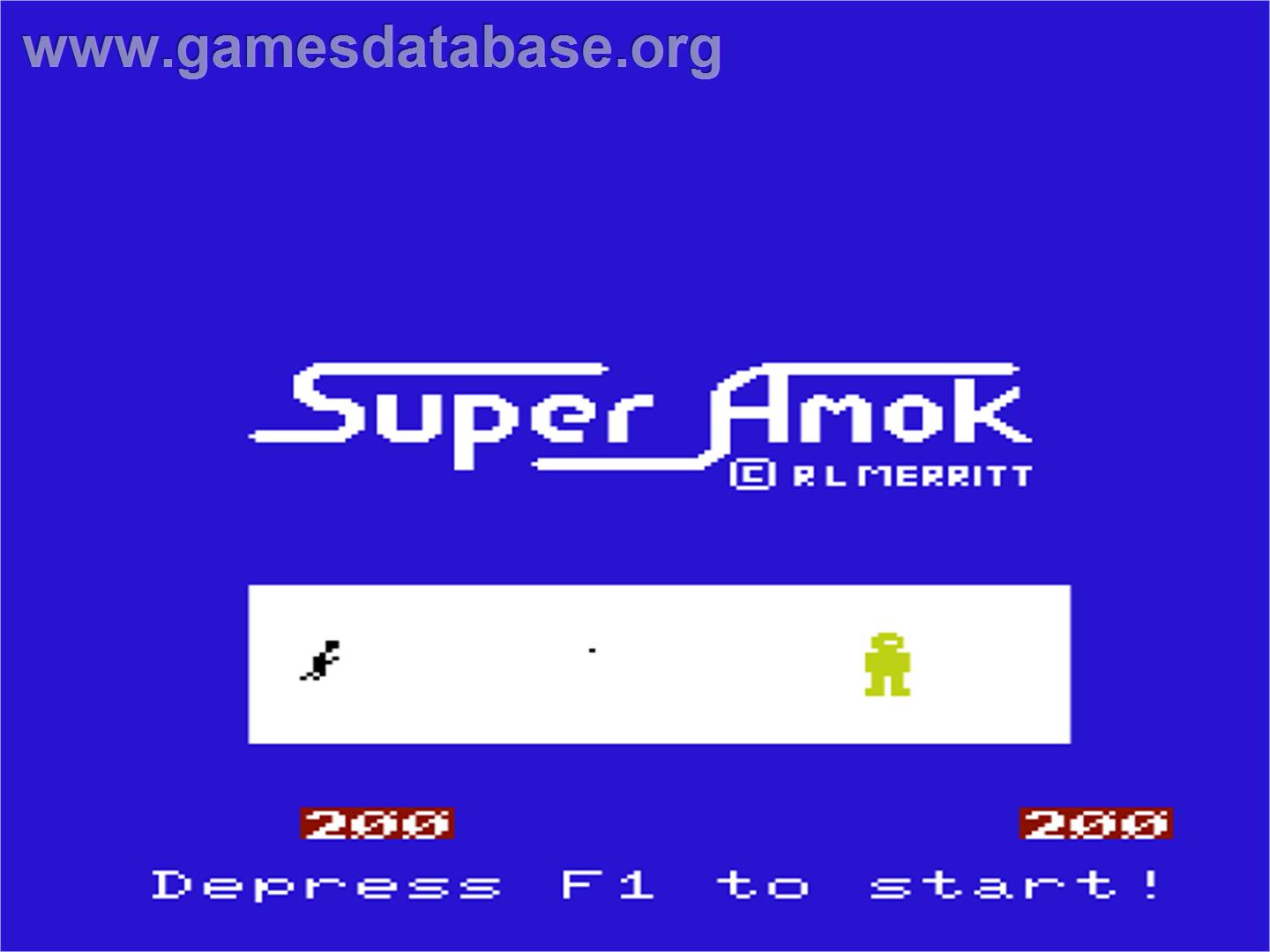 Super Amok! - Commodore VIC-20 - Artwork - Title Screen