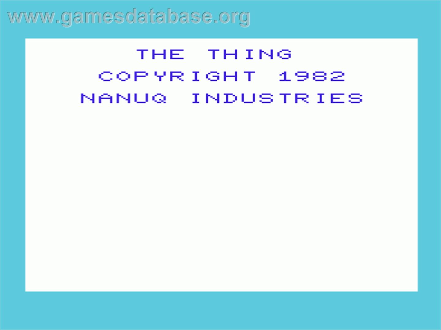Thing, The - Commodore VIC-20 - Artwork - Title Screen