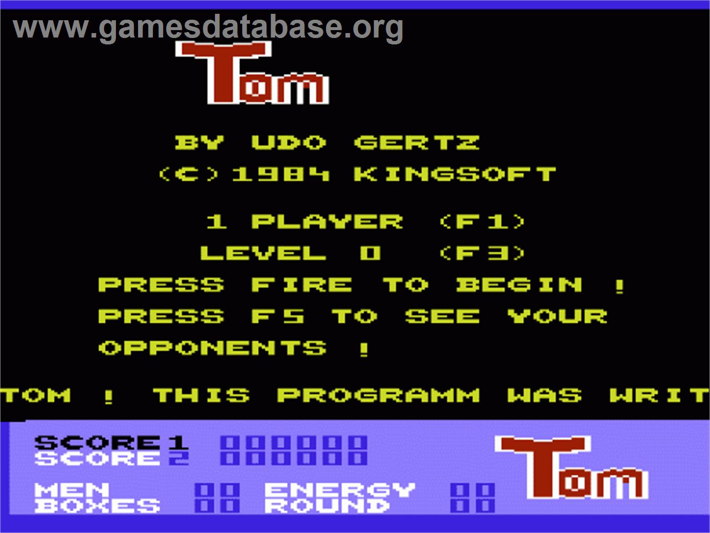 Tom Thumb - Commodore VIC-20 - Artwork - Title Screen