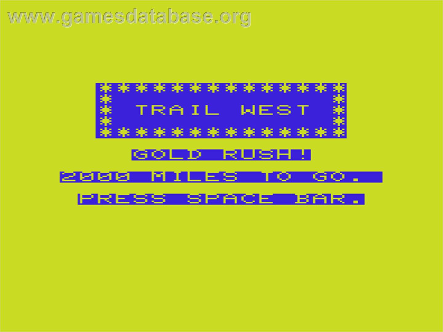 Trail West - Commodore VIC-20 - Artwork - Title Screen