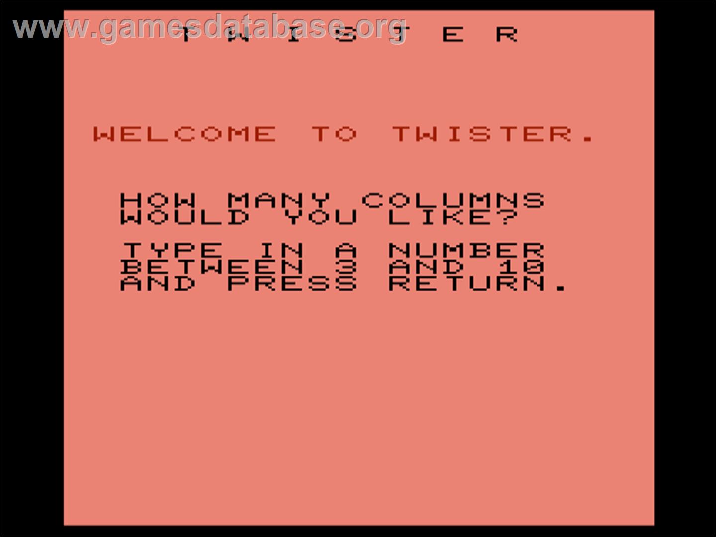Twister - Commodore VIC-20 - Artwork - Title Screen