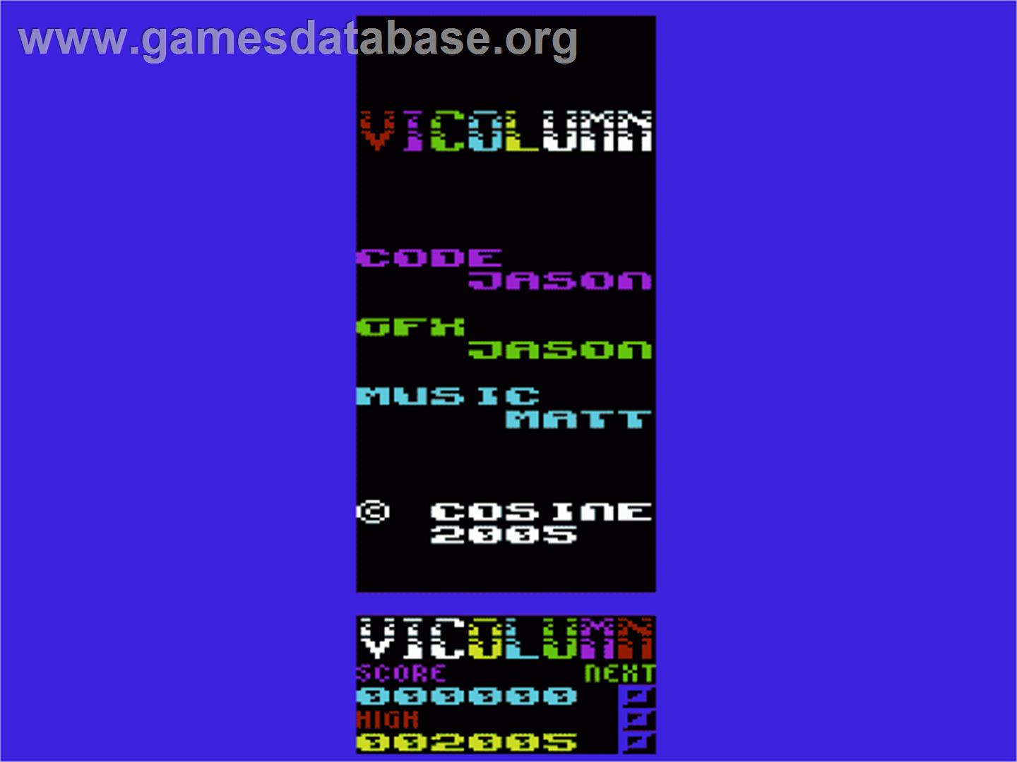 ViColumn - Commodore VIC-20 - Artwork - Title Screen