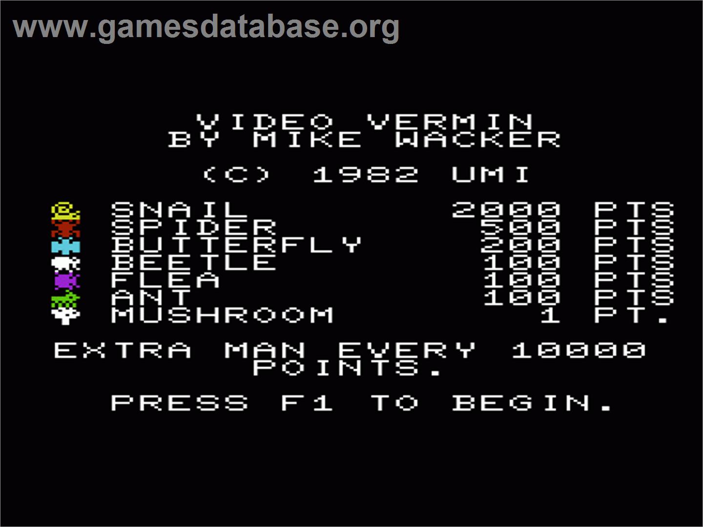 Video Vermin - Commodore VIC-20 - Artwork - Title Screen