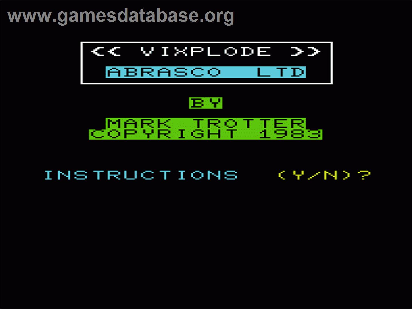 Vixplode - Commodore VIC-20 - Artwork - Title Screen