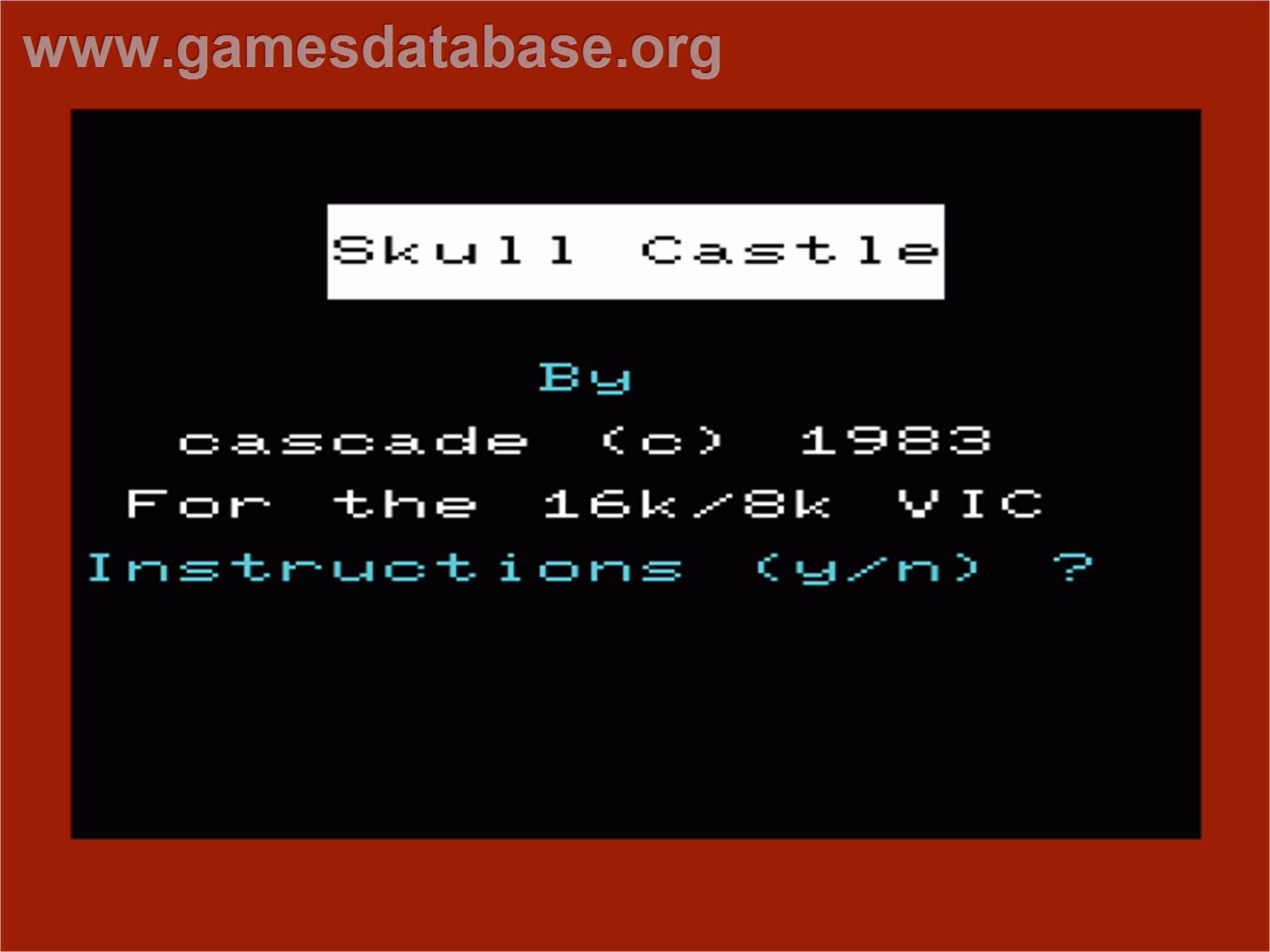 Voodoo Castle - Commodore VIC-20 - Artwork - Title Screen