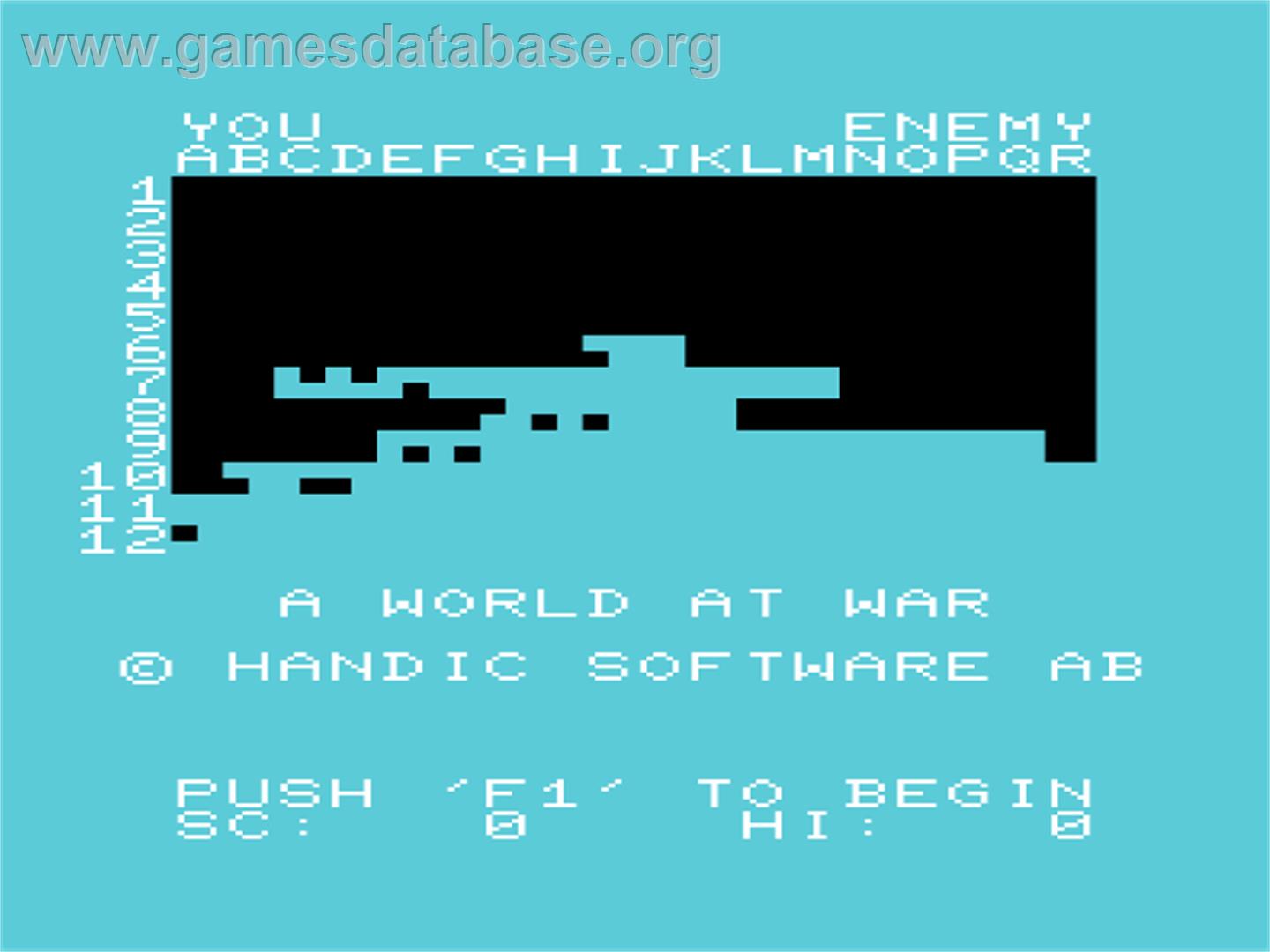 World At War, A - Commodore VIC-20 - Artwork - Title Screen