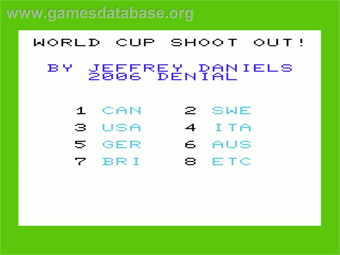World Cup - Commodore VIC-20 - Artwork - Title Screen