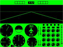 In game image of 747 Flight Simulator on the Dragon 32-64.