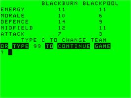 In game image of Football Manager on the Dragon 32-64.