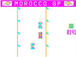 In game image of Morocco Grand Prix on the Dragon 32-64.