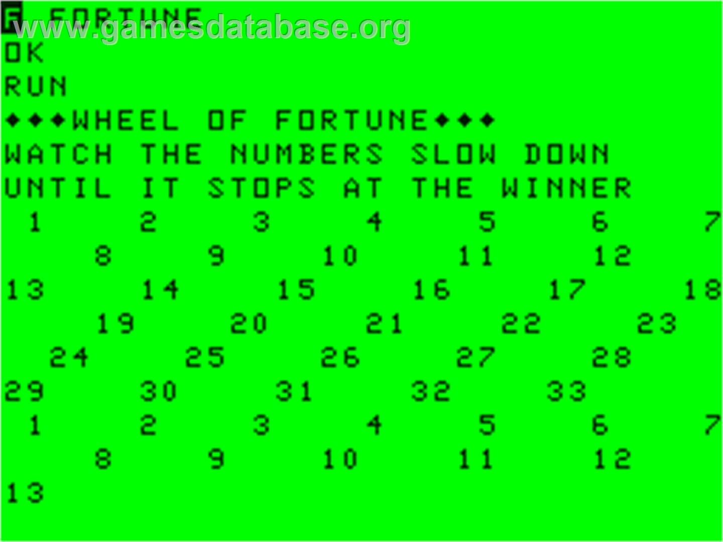Wheel Of Fortune - Dragon 32-64 - Artwork - In Game