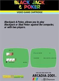 Box back cover for Black Jack And Poker on the Emerson Arcadia 2001.